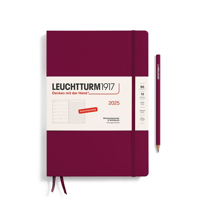 Agenda Semainier & Carnet Composition (B5) 2025, Port Red, Allemand