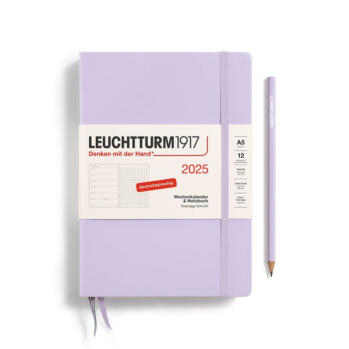 Agenda Semainier & Carnet Pointillés Medium (A5) 2025, Lilac, Allemand