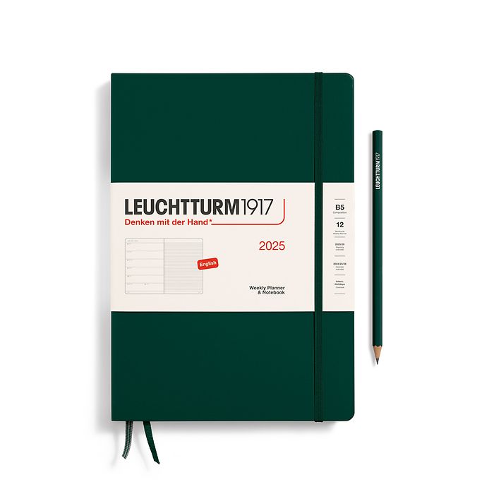 Agenda Semainier & Carnet Composition (B5) 2025, Forest Green, Anglais