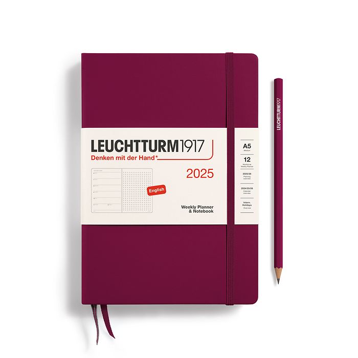 Agenda Semainier & Carnet Pointillés Medium (A5) 2025, Port  Red, Anglais