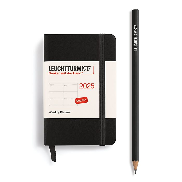 Agenda Semainier Mini (A7) 2025, Noir, Anglais