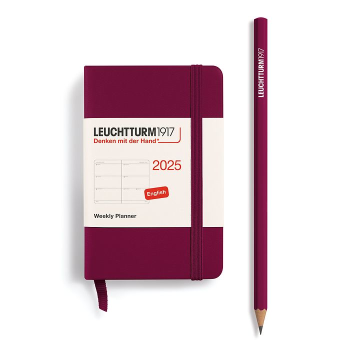 Agenda Semainier Mini (A7) 2025, Port Red, Anglais