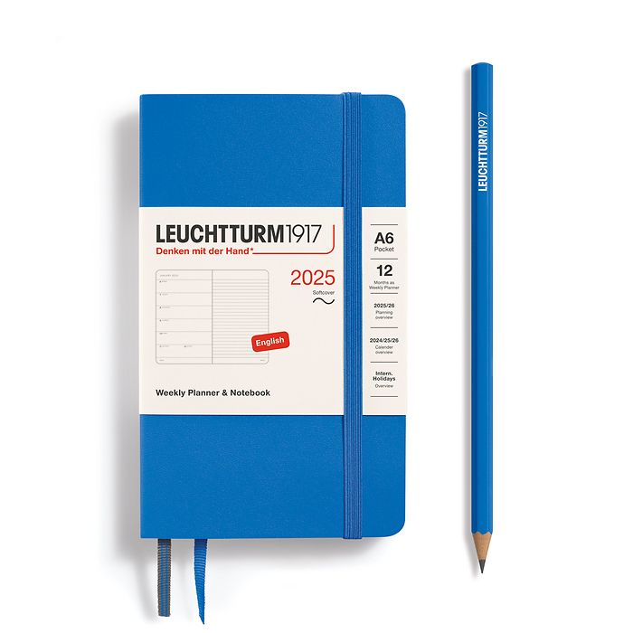 Agenda Semainier & Carnet Pocket (A6) 2025, Couverture souple, Sky, Anglais