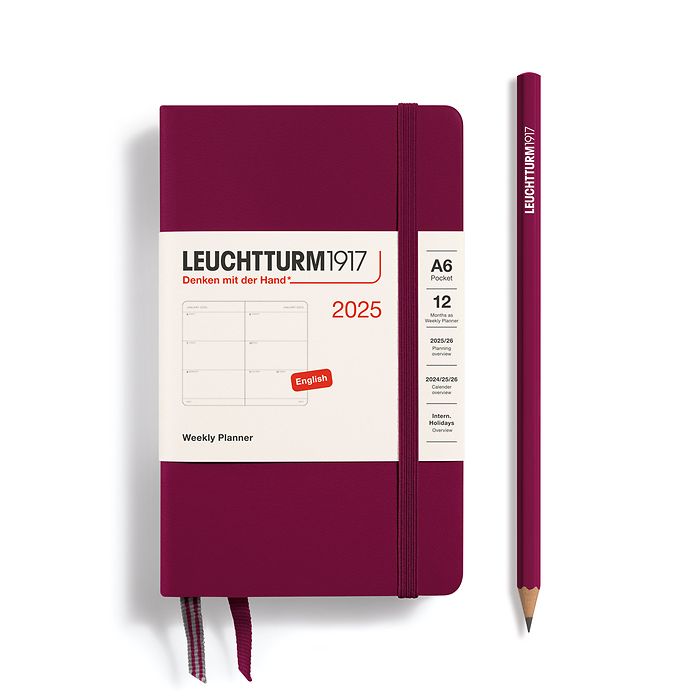 Agenda Semainier Pocket (A6) 2025, Port Red, Anglais