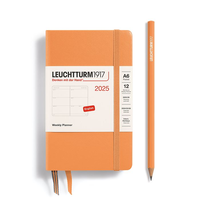 Agenda Semainier Pocket (A6) 2025, Apricot, Anglais