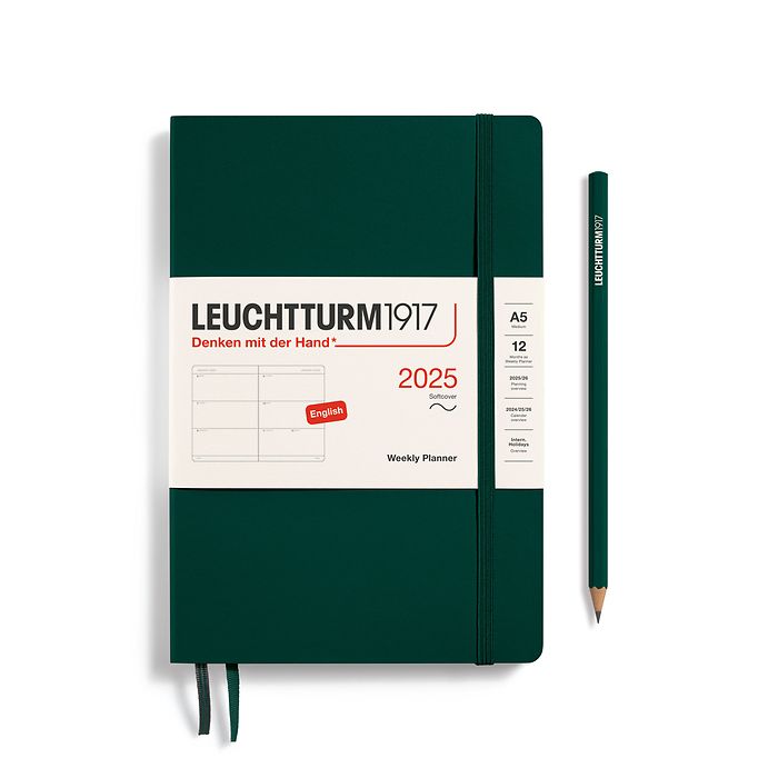 Agenda Semainier Medium (A5) 2025, Couverture souple, Forest Green, Anglais