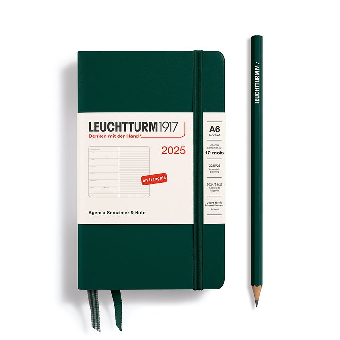 Agenda Semainier & Carnet Pocket (A6) 2025, Forest Green, Français