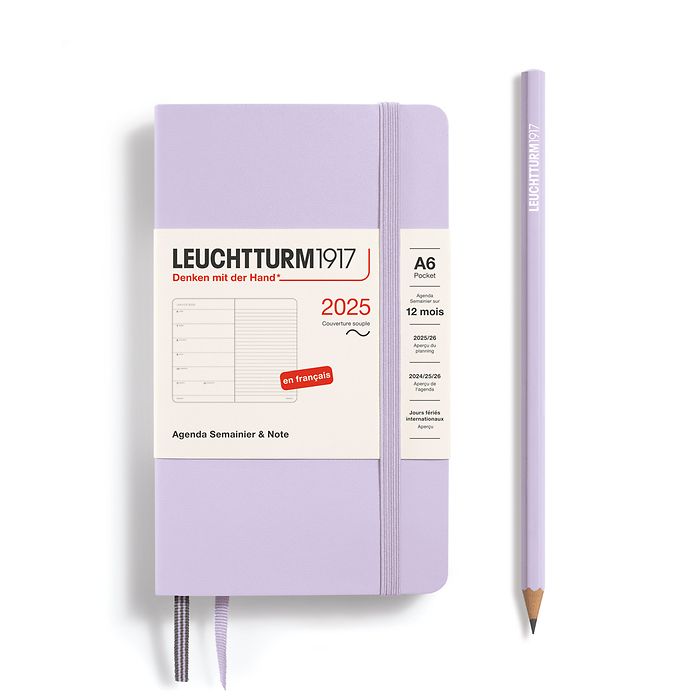 Agenda Semainier & Carnet Pocket (A6) 2025, Couverture souple, Lilac, Français