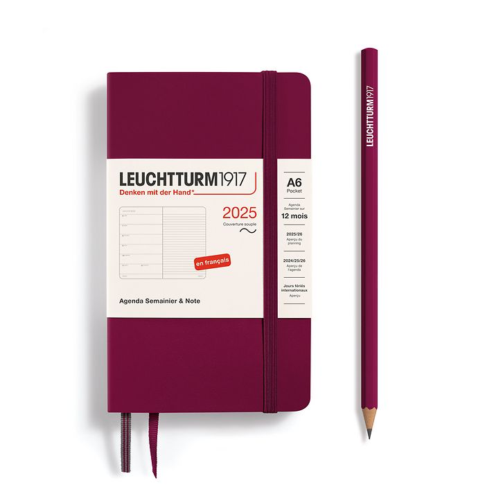 Agenda Semainier & Carnet Pocket (A6) 2025, Couverture souple, Port Red, Français