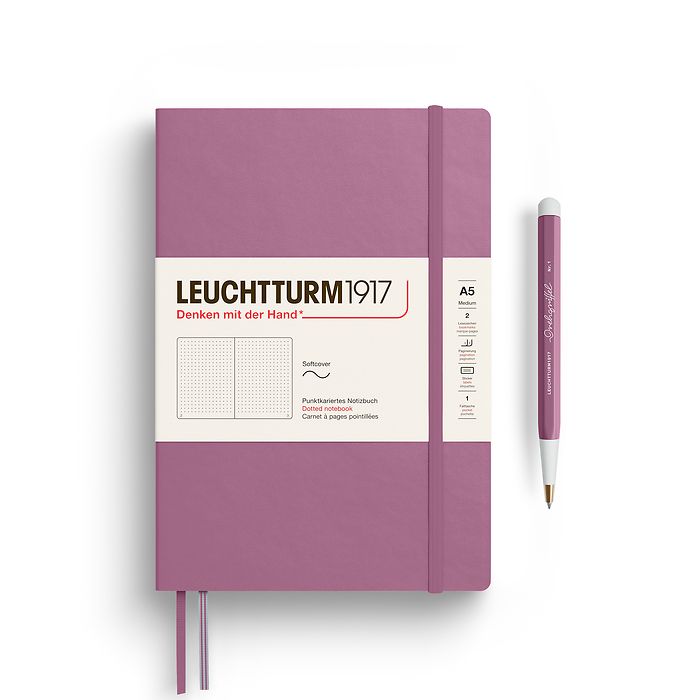 Carnet de notes Medium (A5), Couverture souple, 123 pages num., Dusty Rose, pointillé