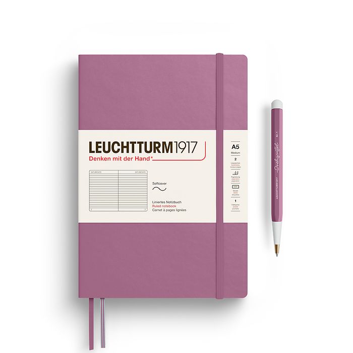 Carnet de notes Medium (A5), Couverture souple, 123 pages num., Dusty Rose, ligné