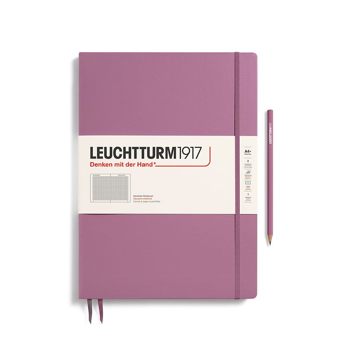 Carnet de notes Master Slim (A4+), Couverture rigide, 123 p. num., Dusty Rose, quadrillé