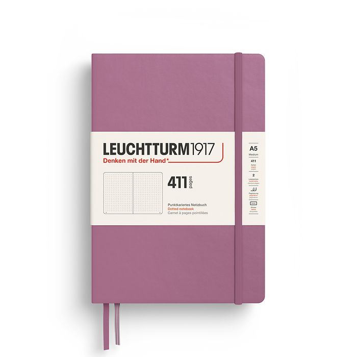 Carnet de notes Medium (A5), Couverture rigide, 411 pages numérotées, Dusty Rose, Point.